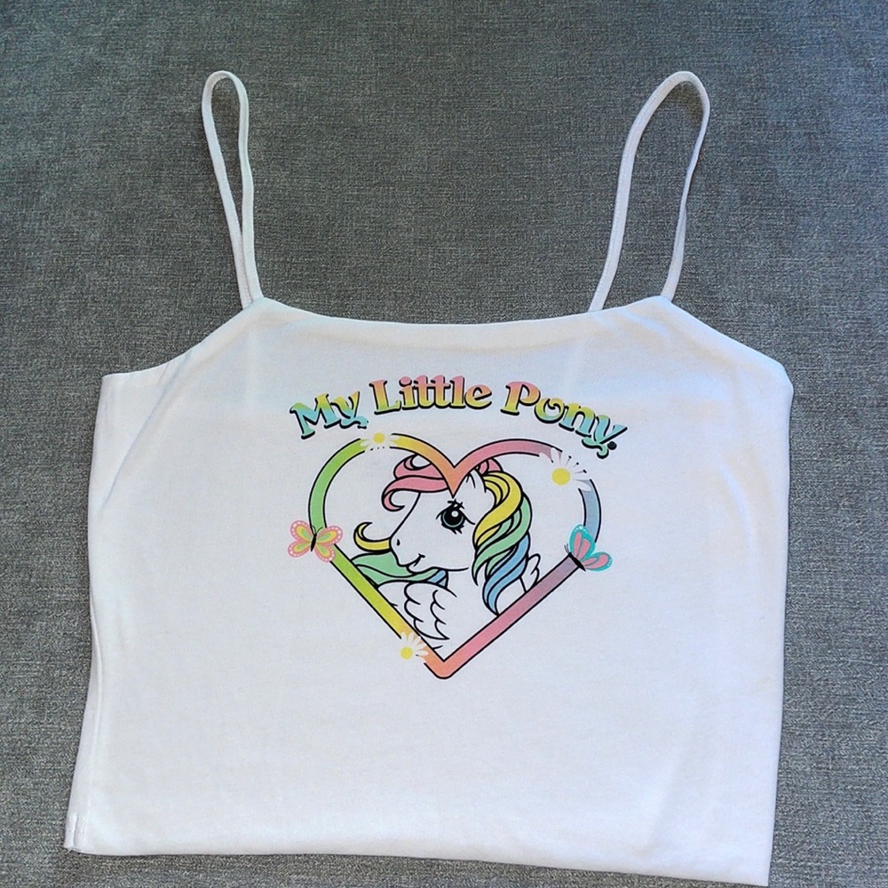 My Little Pony White Tank Top with Pastel Rainbow Graphic